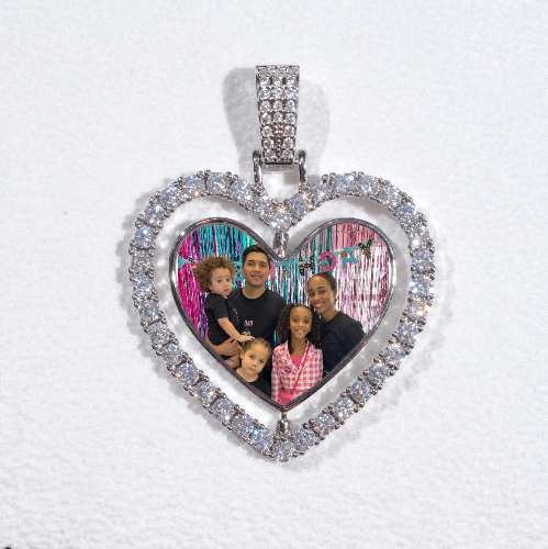 3D Spinning 2-Faced Heart Custom Picture Pendant