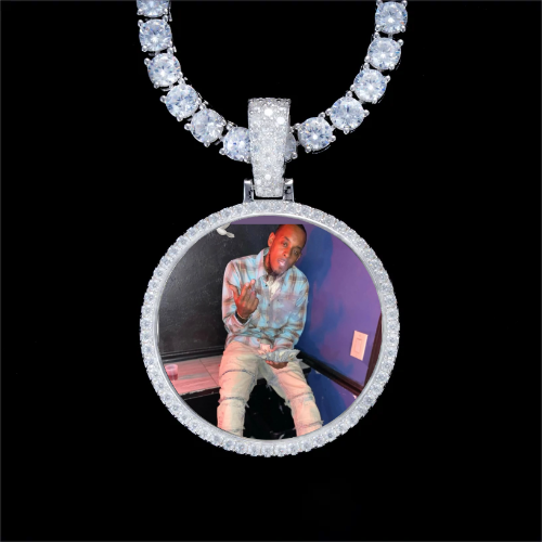 925S & VVS Moissanite 3D Circle Custom Picture Pendant