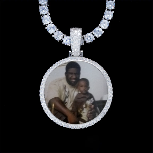 925S & VVS Moissanite 3D Circle Custom Picture Pendant