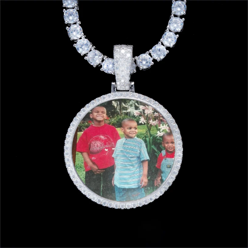 925S & VVS Moissanite 3D Circle Custom Picture Pendant