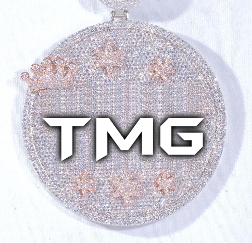 CUSTOM LETTER NECKLACE 3D BIG CROWN DISC