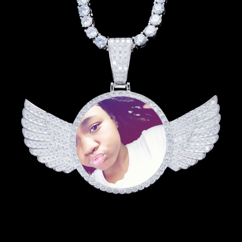 925S & VVS Moissanite 3D Wing Custom Picture Pendant
