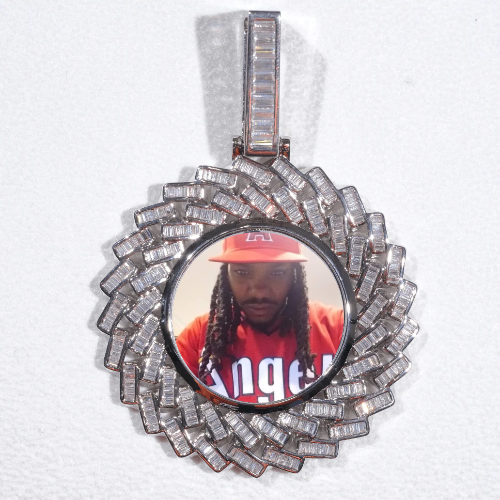 Large 3D Baguette Custom Picture Pendant