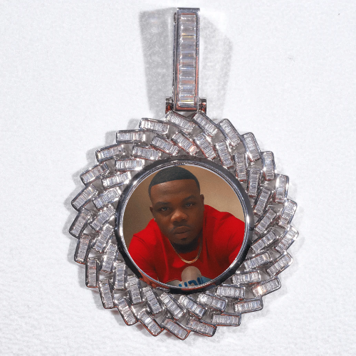 Large 3D Baguette Custom Picture Pendant