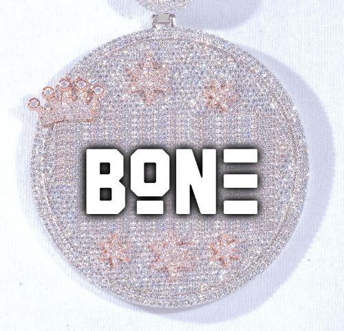 CUSTOM LETTER NECKLACE 3D BIG CROWN DISC