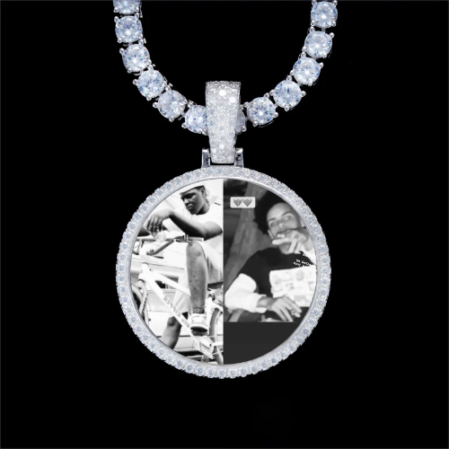 925S & VVS Moissanite 3D Circle Custom Picture Pendant