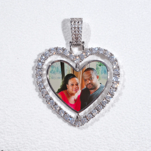 3D Spinning 2-Faced Heart Custom Picture Pendant