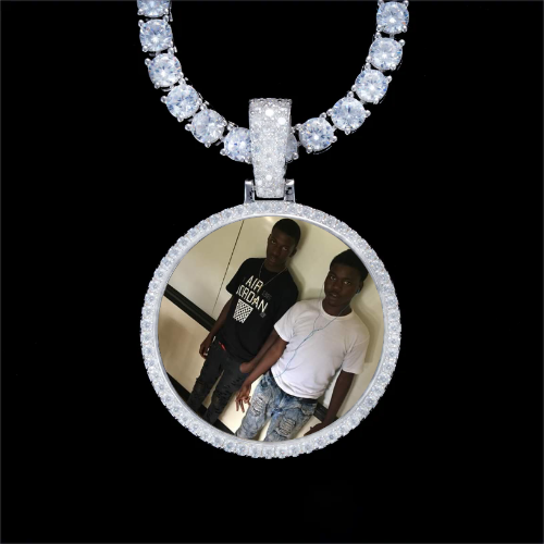 925S & VVS Moissanite 3D Circle Custom Picture Pendant