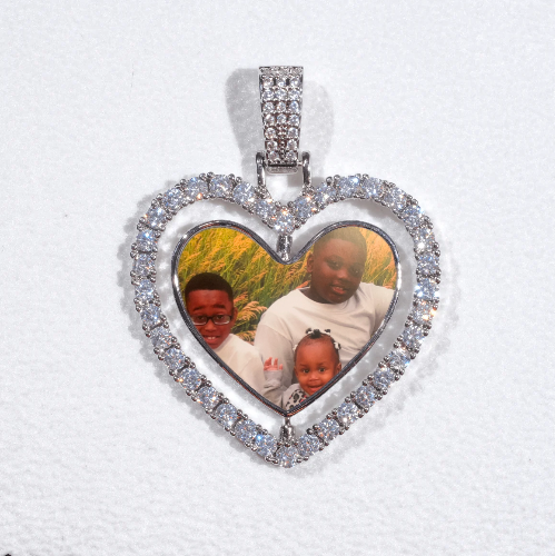 3D Spinning 2-Faced Heart Custom Picture Pendant