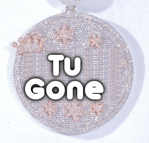 CUSTOM LETTER NECKLACE 3D BIG CROWN DISC