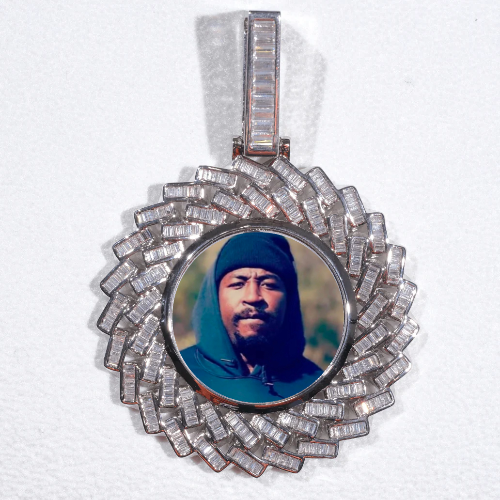 Large 3D Baguette Custom Picture Pendant