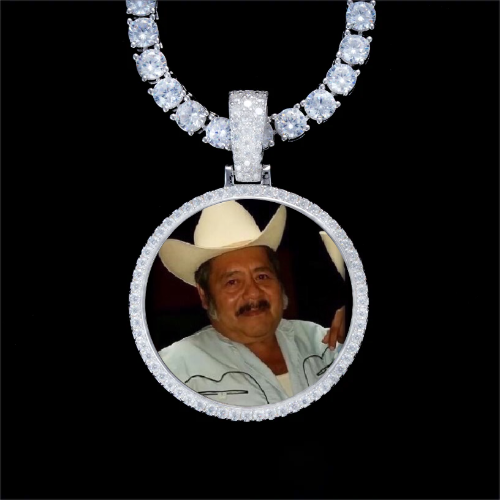 925S & VVS Moissanite 3D Circle Custom Picture Pendant