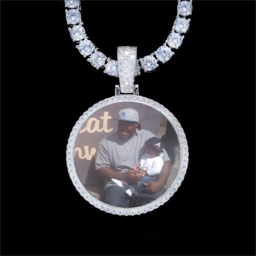 925S & VVS Moissanite 3D Circle Custom Picture Pendant