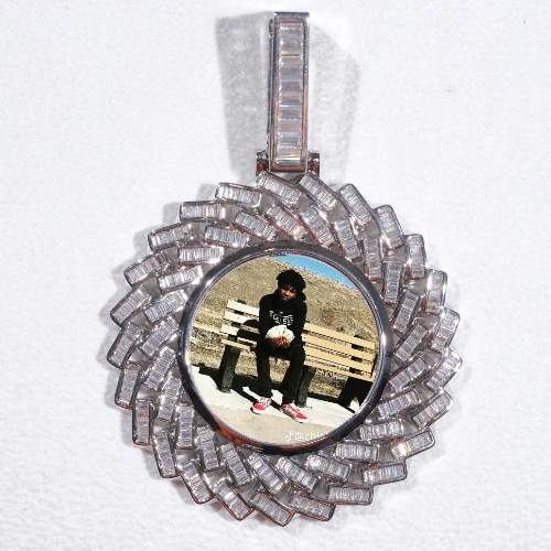Large 3D Baguette Custom Picture Pendant