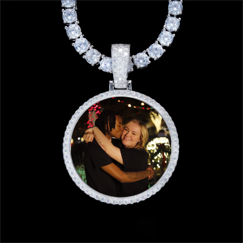 925S & VVS Moissanite 3D Circle Custom Picture Pendant
