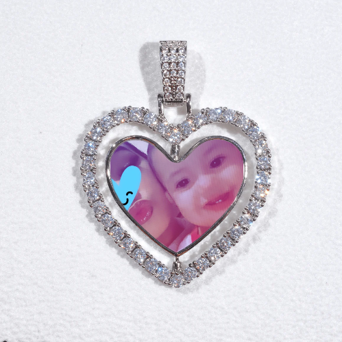 3D Spinning 2-Faced Heart Custom Picture Pendant