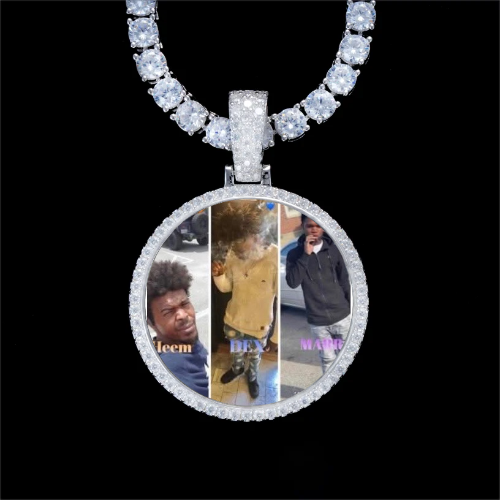 925S & VVS Moissanite 3D Circle Custom Picture Pendant