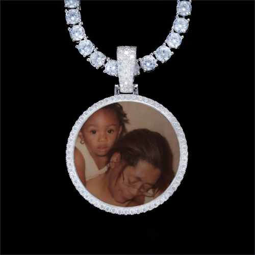 925S & VVS Moissanite 3D Circle Custom Picture Pendant