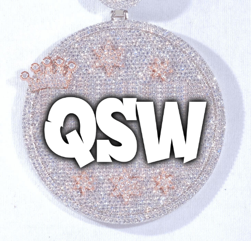 CUSTOM LETTER NECKLACE 3D BIG CROWN DISC