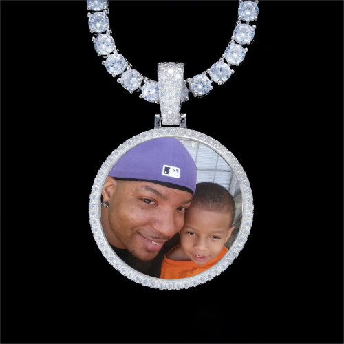 925S & VVS Moissanite 3D Circle Custom Picture Pendant