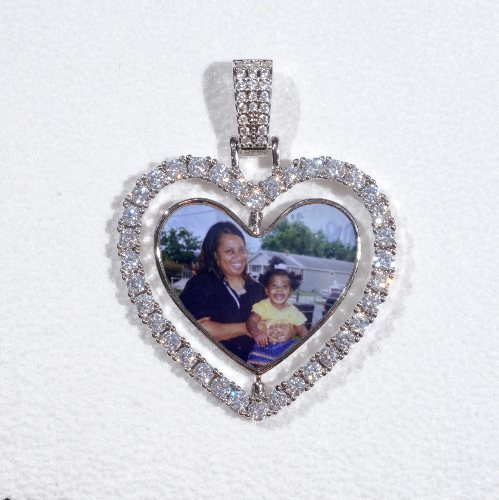 3D Spinning 2-Faced Heart Custom Picture Pendant