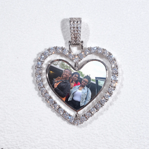 3D Spinning 2-Faced Heart Custom Picture Pendant