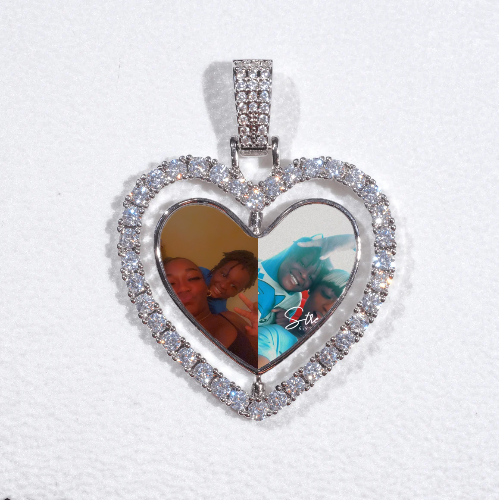 3D Spinning 2-Faced Heart Custom Picture Pendant