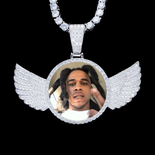925S & VVS Moissanite 3D Wing Custom Picture Pendant