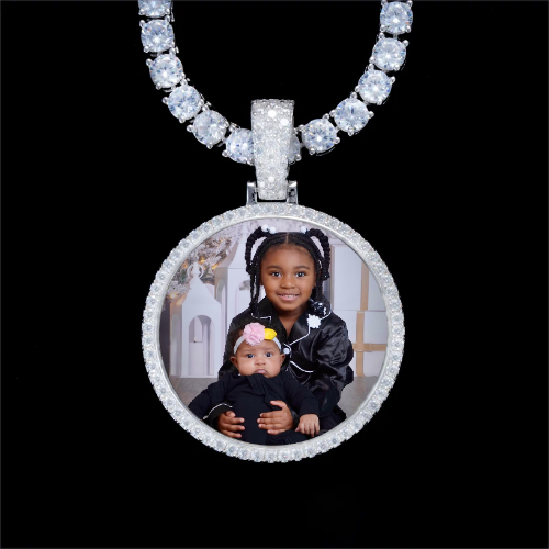 925S & VVS Moissanite 3D Circle Custom Picture Pendant