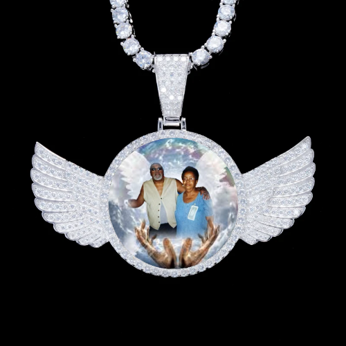 925S & VVS Moissanite 3D Wing Custom Picture Pendant