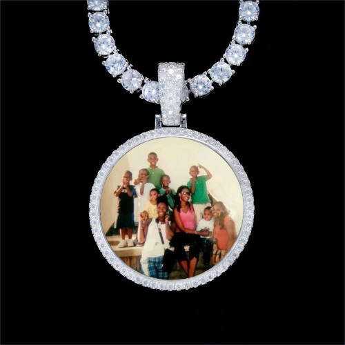 925S & VVS Moissanite 3D Circle Custom Picture Pendant