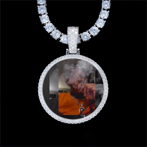 925S & VVS Moissanite 3D Circle Custom Picture Pendant