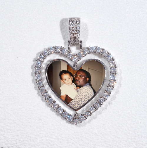3D Spinning 2-Faced Heart Custom Picture Pendant