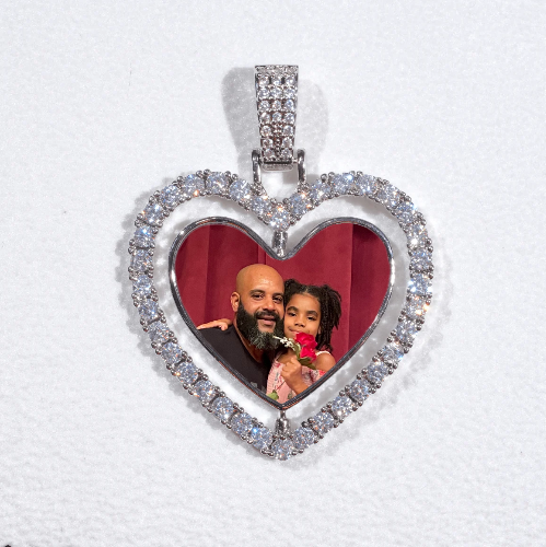 3D Spinning 2-Faced Heart Custom Picture Pendant