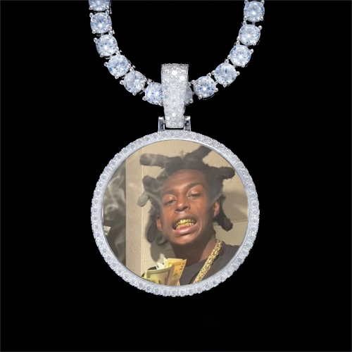 925S & VVS Moissanite 3D Circle Custom Picture Pendant
