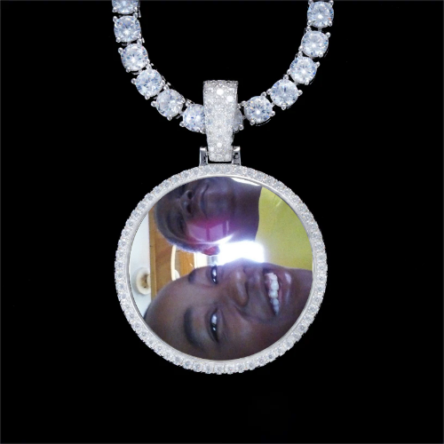 925S & VVS Moissanite 3D Circle Custom Picture Pendant