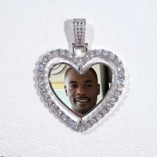 3D Spinning 2-Faced Heart Custom Picture Pendant