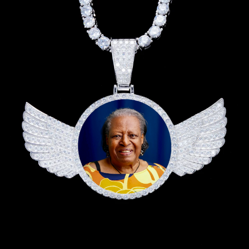 925S & VVS Moissanite 3D Wing Custom Picture Pendant
