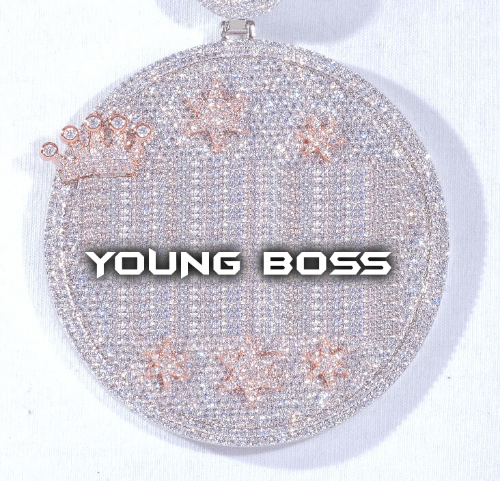 CUSTOM LETTER NECKLACE 3D BIG CROWN DISC