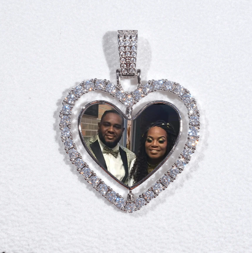 3D Spinning 2-Faced Heart Custom Picture Pendant