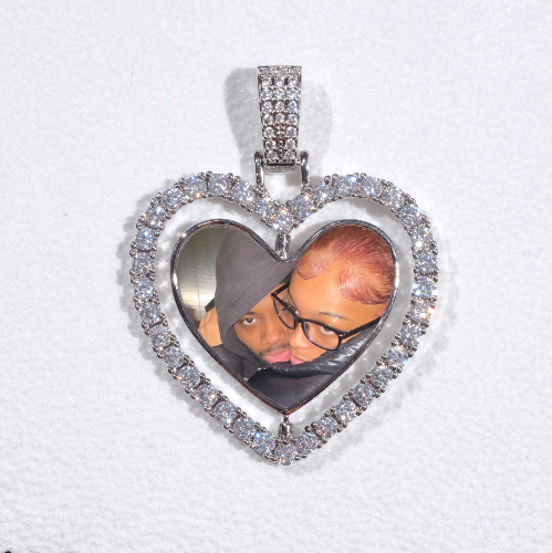 3D Spinning 2-Faced Heart Custom Picture Pendant