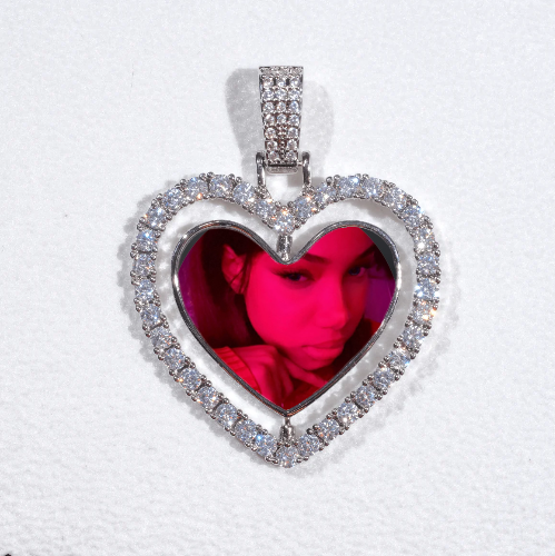 3D Spinning 2-Faced Heart Custom Picture Pendant