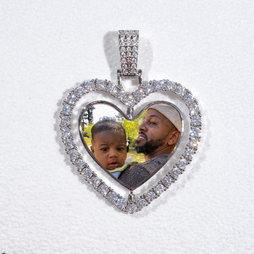 3D Spinning 2-Faced Heart Custom Picture Pendant