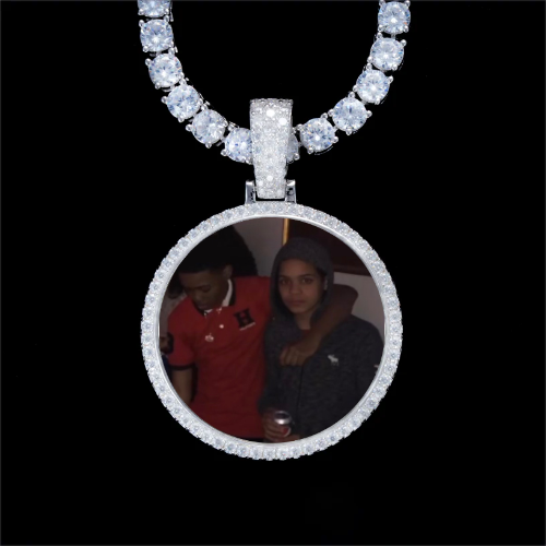 925S & VVS Moissanite 3D Circle Custom Picture Pendant