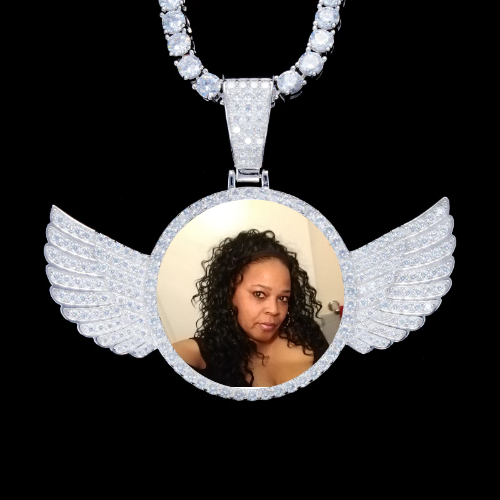 925S & VVS Moissanite 3D Wing Custom Picture Pendant