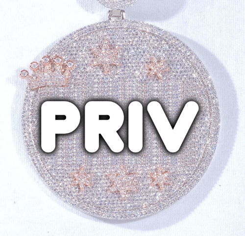CUSTOM LETTER NECKLACE 3D BIG CROWN DISC