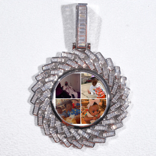 Large 3D Baguette Custom Picture Pendant