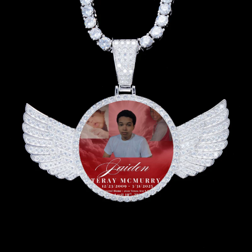 925S & VVS Moissanite 3D Wing Custom Picture Pendant
