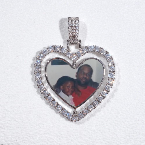 3D Spinning 2-Faced Heart Custom Picture Pendant