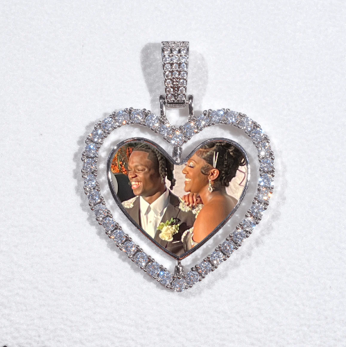 3D Spinning 2-Faced Heart Custom Picture Pendant